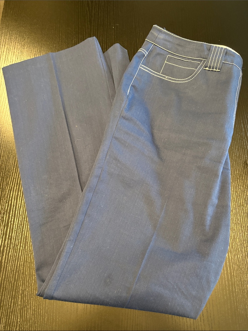 Bianca Nygard Classic Straight-Leg Navy Trousers - Size 14 - Picture 5 of 7